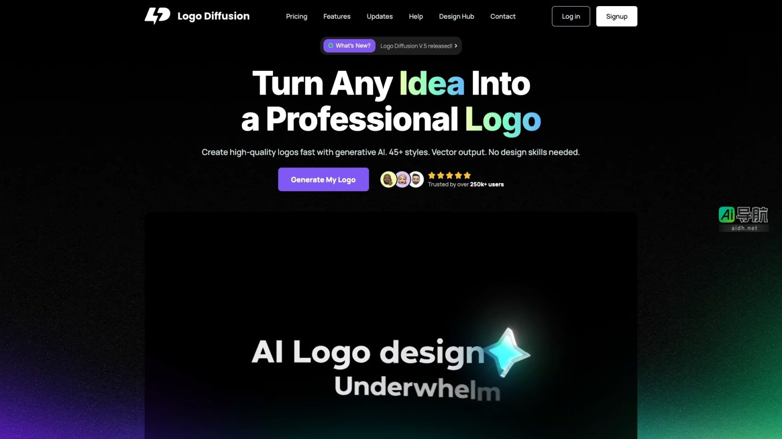 Logo Diffusion 通过生成式AI快速创建高质量专业logo，适合所有设计水平用户 网站截图