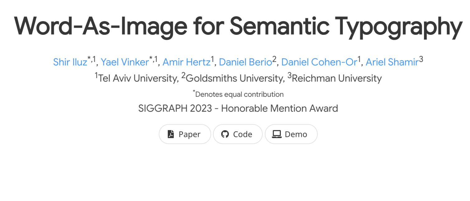 Word-As-Image for Semantic Typography 网站截图