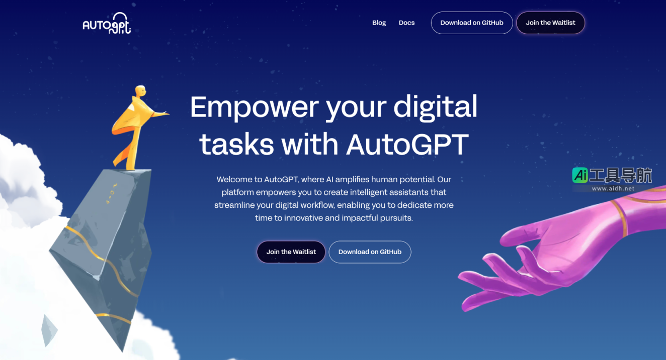 AutoGPT 让人工智能提升工作效率，解放创造力 网站截图