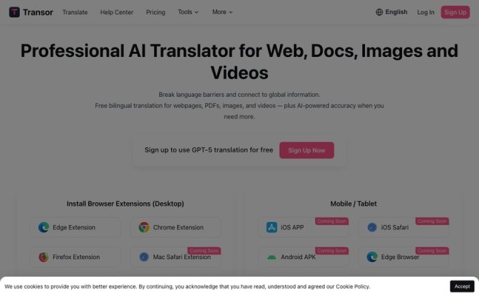 Transor沉浸式翻译 网站截图