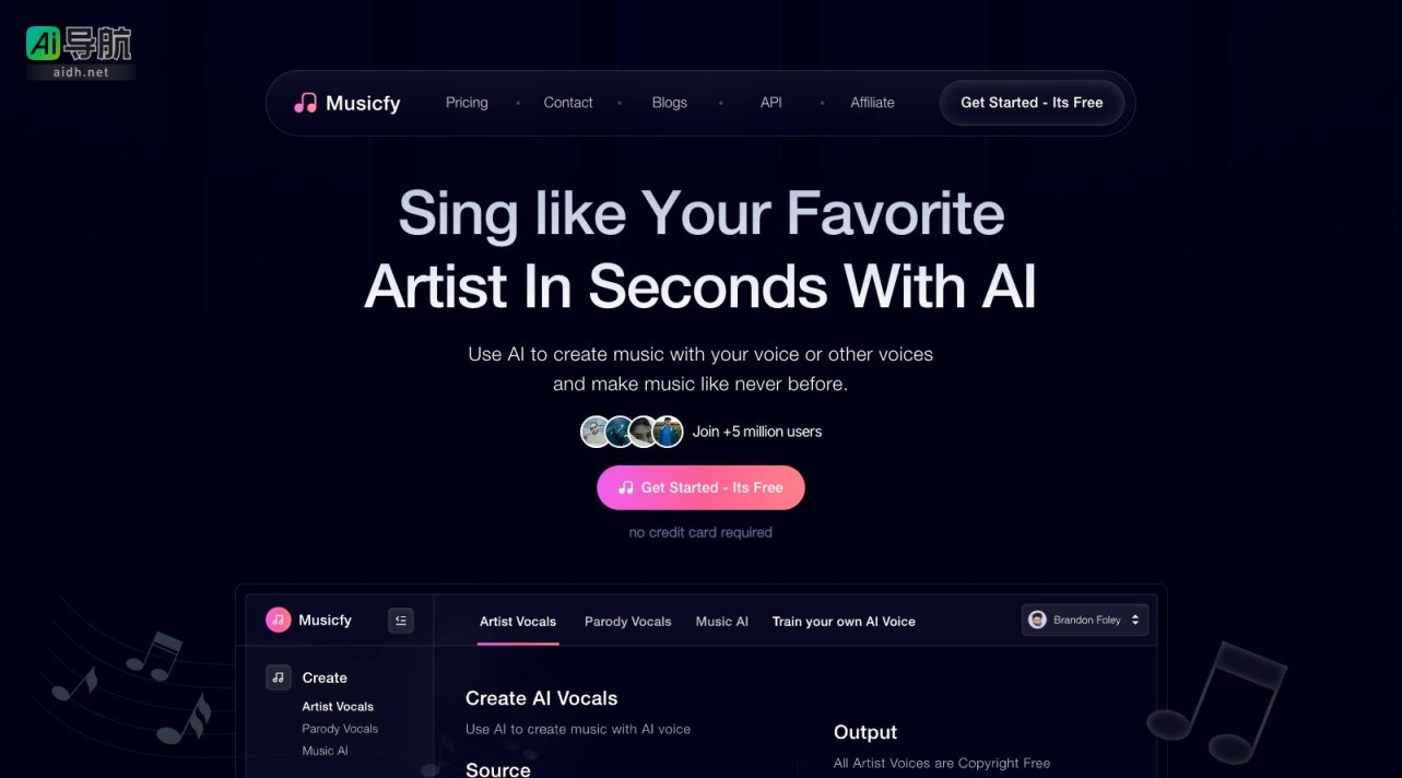 Musicfy AI 通过人工智能技术，让用户轻松创作音乐，释放无限创意潜能 网站截图