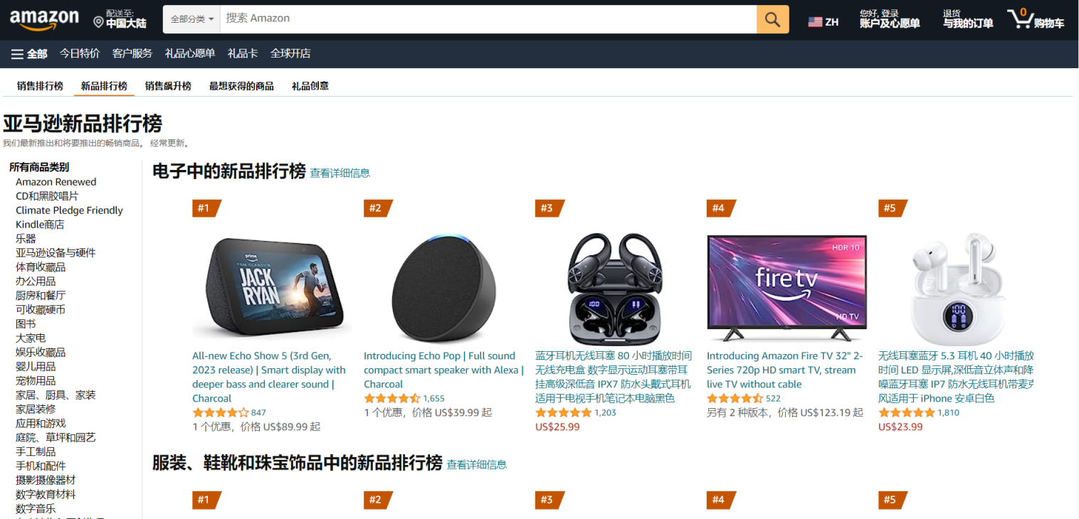 美国新品榜 网站截图