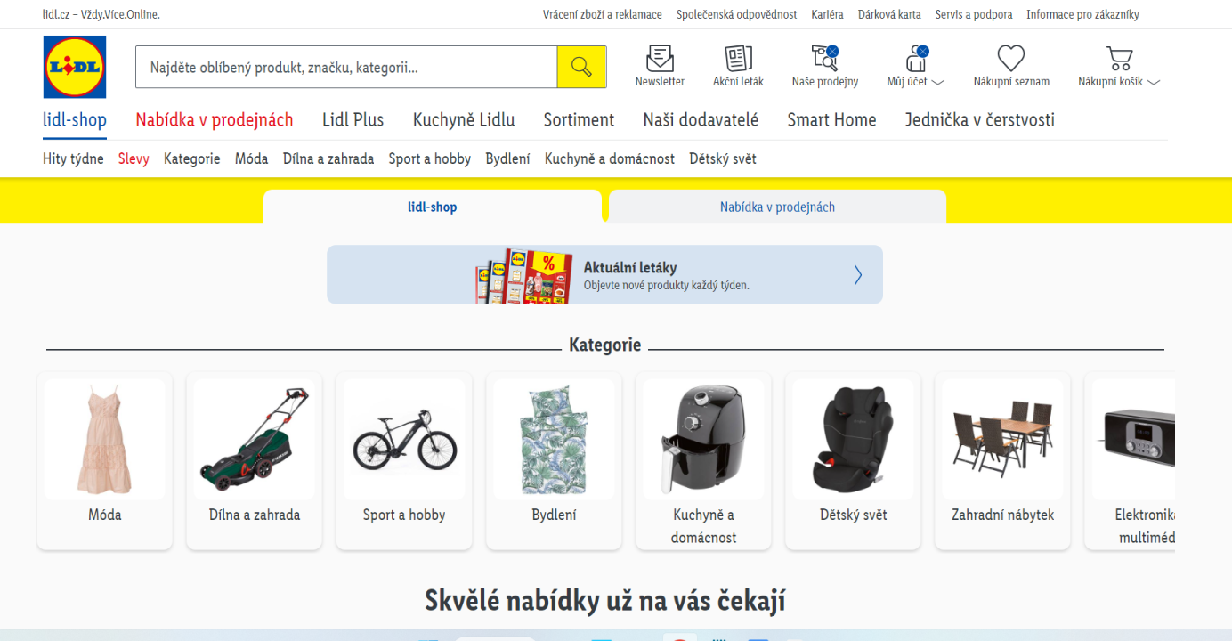 Lidl.cz 网站截图