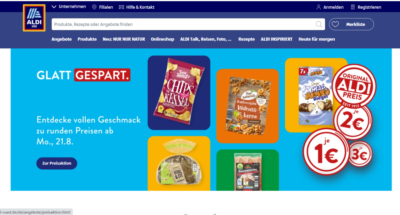 AldiSued 网站截图