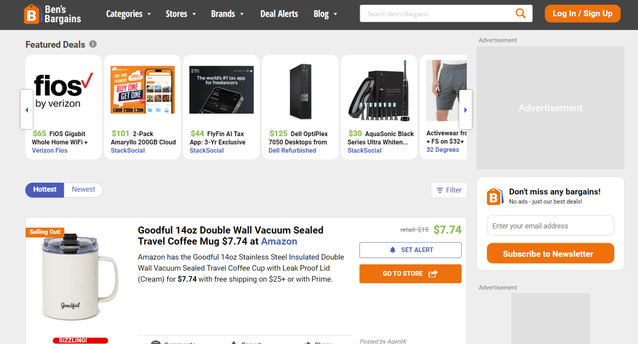 Ben's Bargains 网站截图