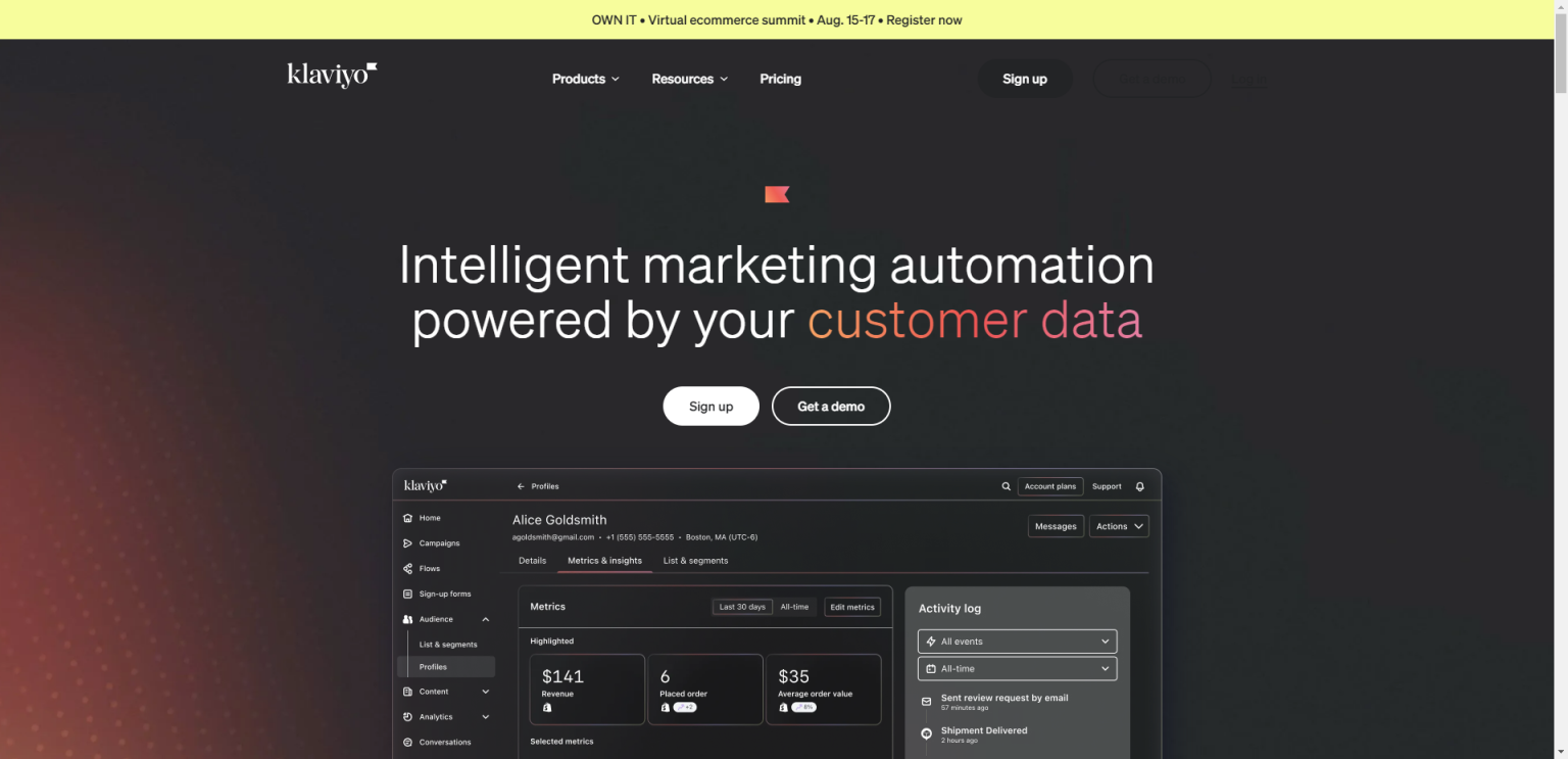Klaviyo 网站截图