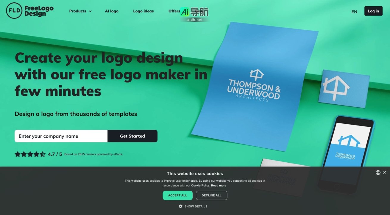 FreeLogoDesign 提供免费的在线logo设计工具，帮助用户快速创建专业品牌形象 网站截图