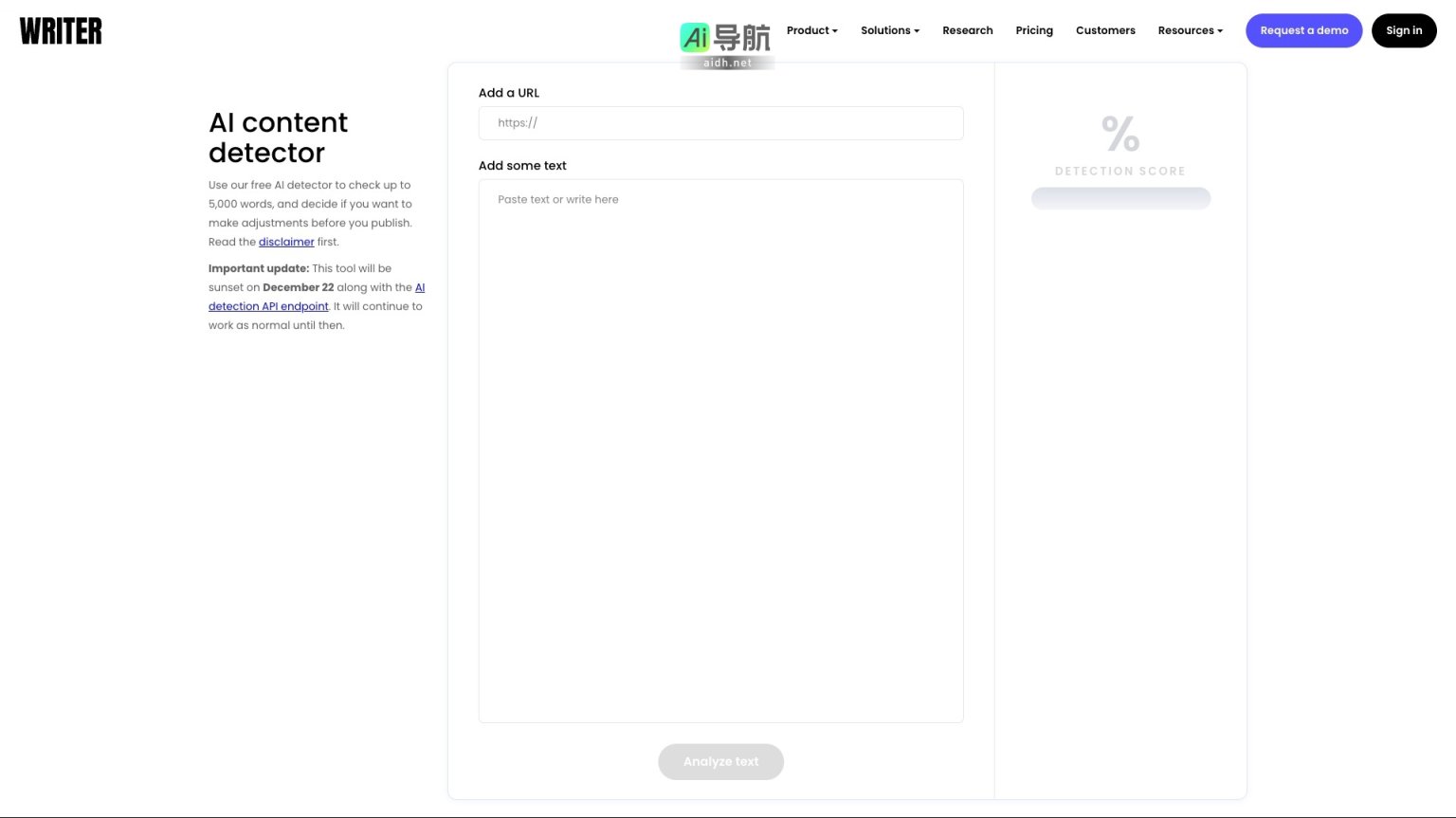 WRITER 提供AI内容检测与创作工具，助力用户优化发布内容 网站截图