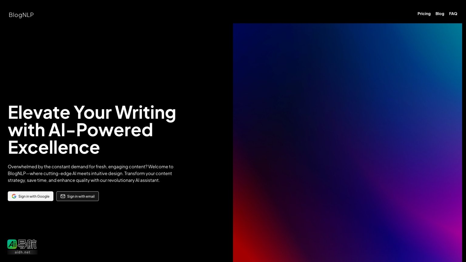 BlogNLP 通过AI技术提升内容创作效率，帮助用户轻松生成高质量文章 网站截图