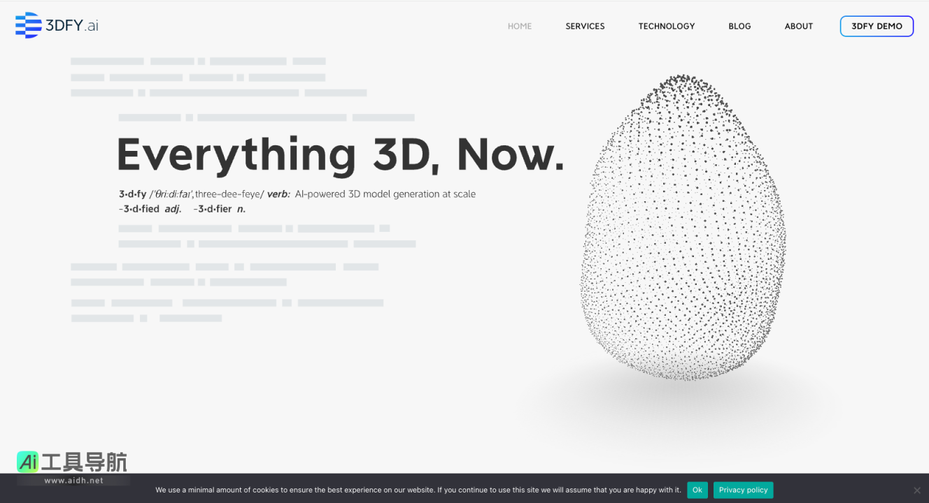 3DFY.ai AI文本生成高质量3D模型平台 网站截图