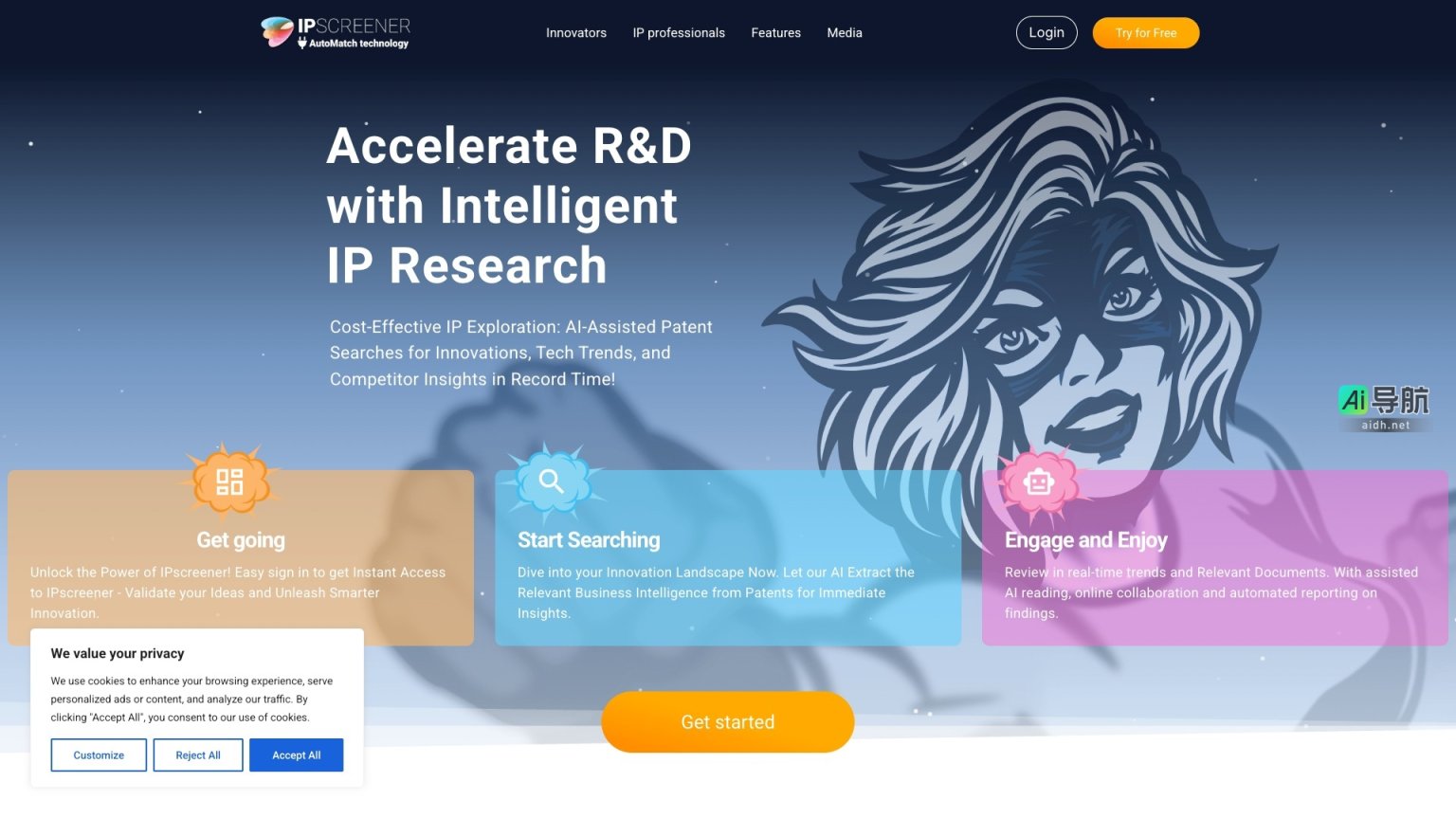 IPscreener 通过AI技术简化专利研究，助力创新者快速获取商业洞察与趋势分析 网站截图