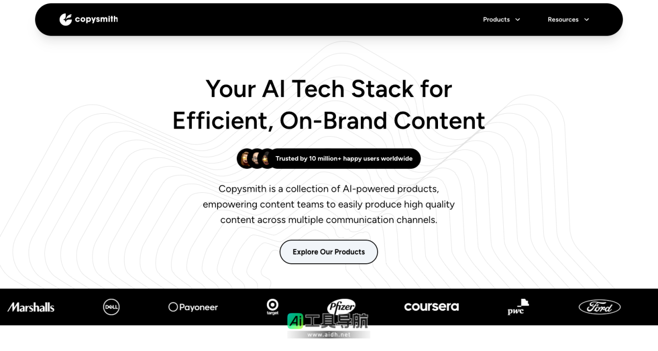Copysmith AI内容创作工具，AI生成个性化的文案 网站截图