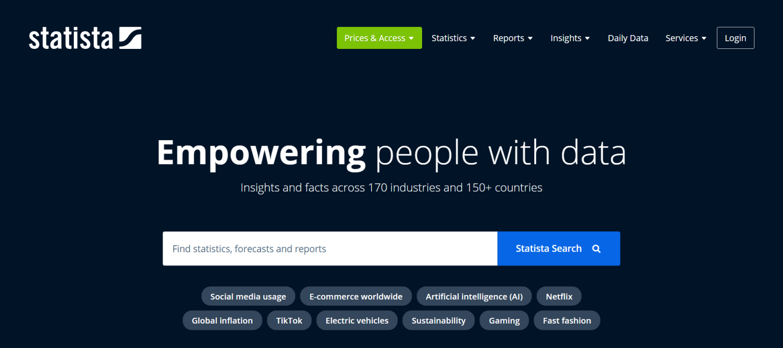 Statista 网站截图