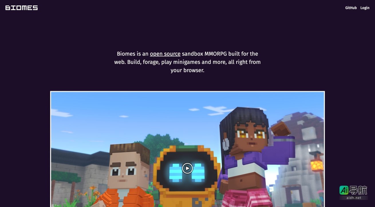 Biomes 是一个基于网页的开源沙盒MMORPG，支持建造、采集和小游戏 网站截图
