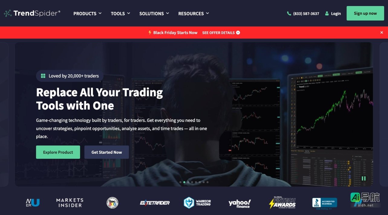 trendspider TrendSpider是一个为交易者提供自动化技术分析和策略优化的综合平台 网站截图