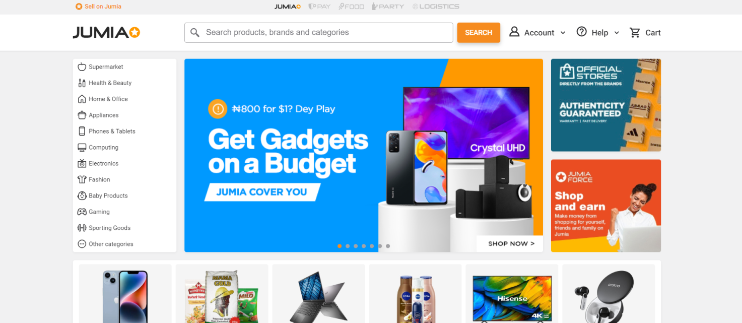 Jumia 网站截图