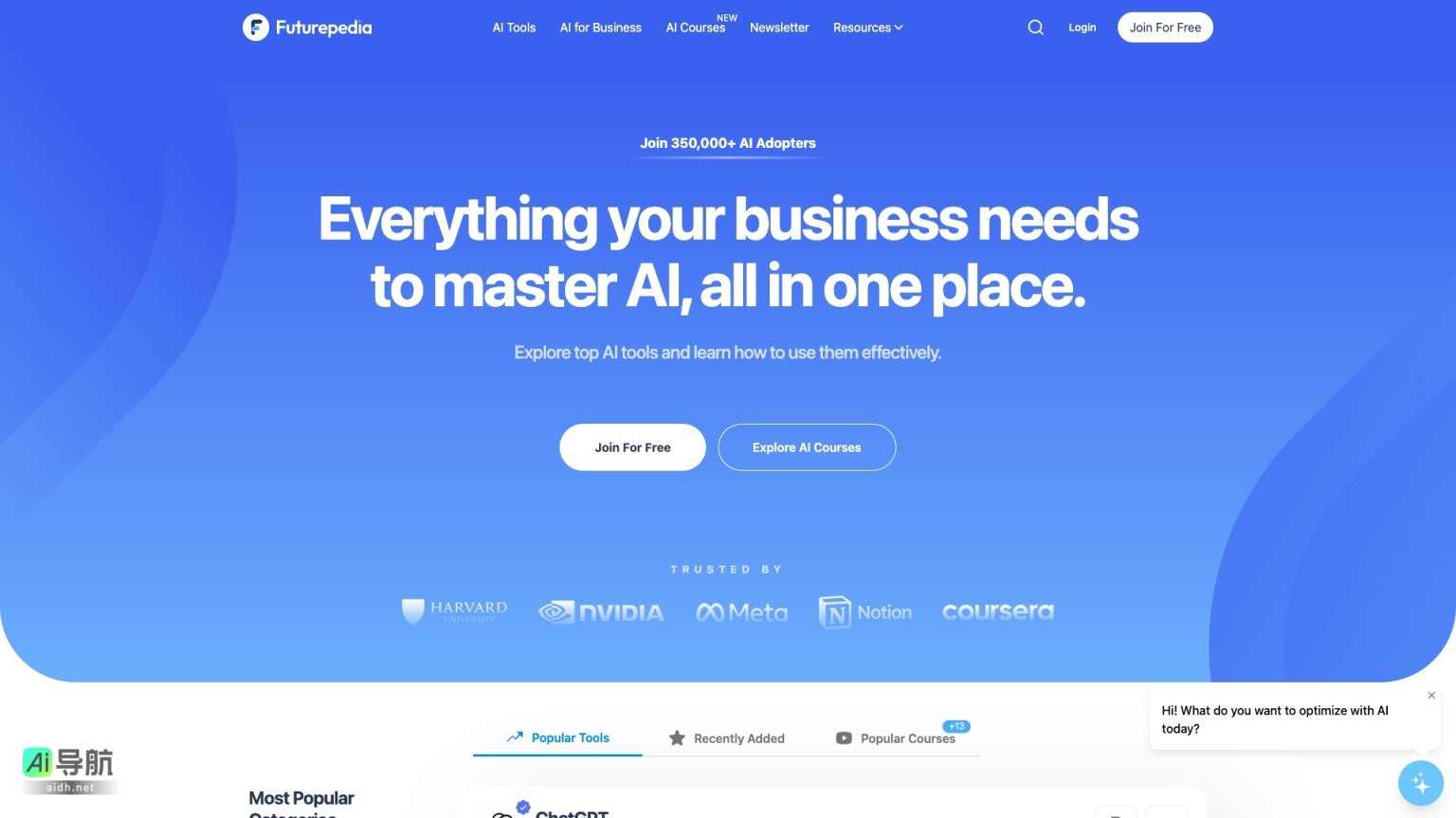 Futurepedia 是一个集成AI工具和课程的平台，助力企业高效掌握AI技术 网站截图