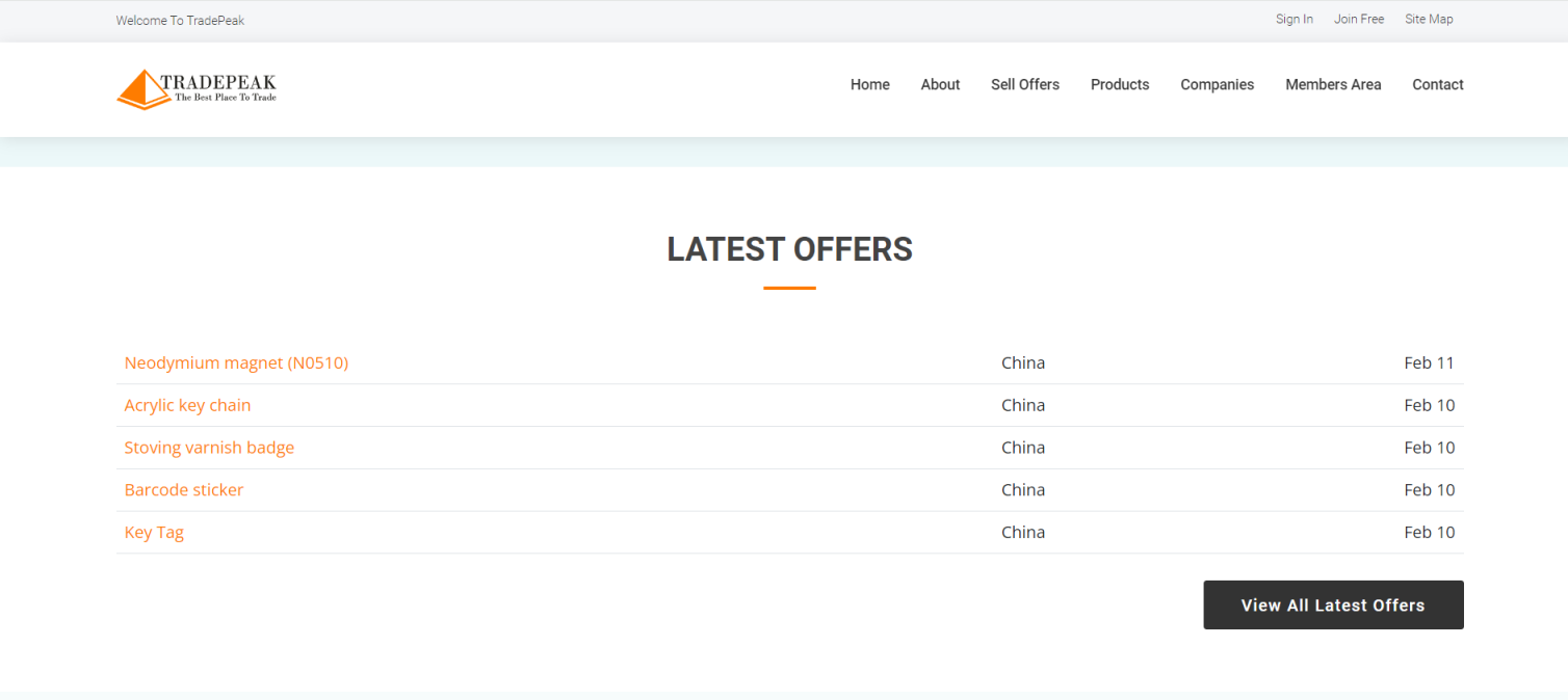 Tradepeak 网站截图