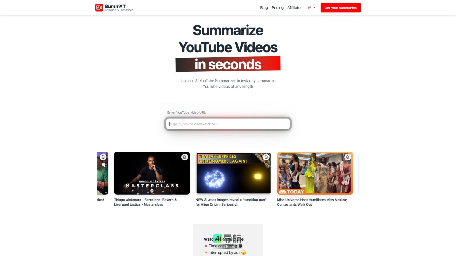 summyt SummYT通过AI快速总结YouTube视频，节省时间，提高学习效率 网站截图