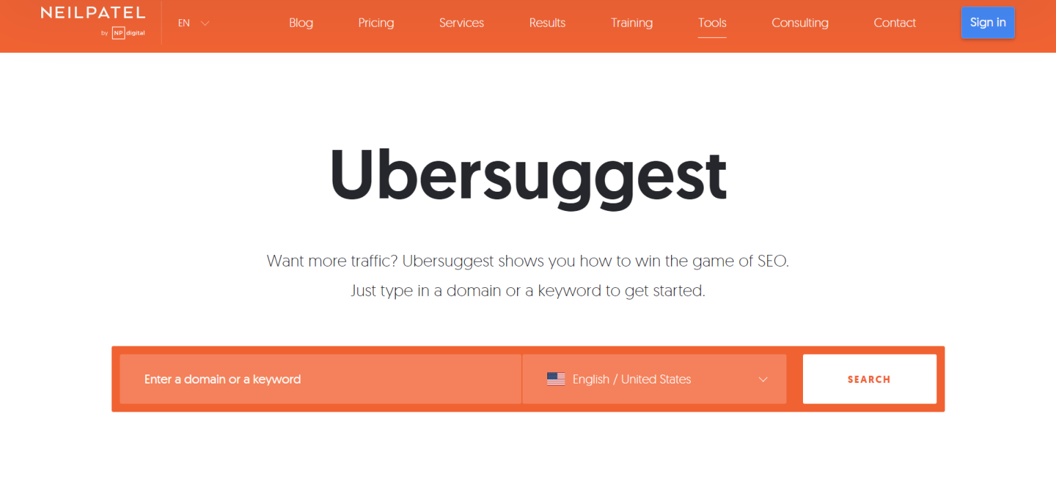 Ubersuggest 网站截图