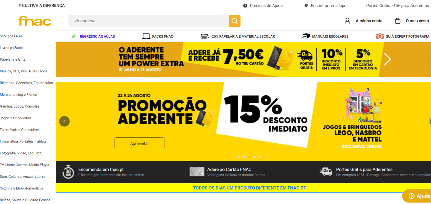 Fnac葡萄牙 网站截图