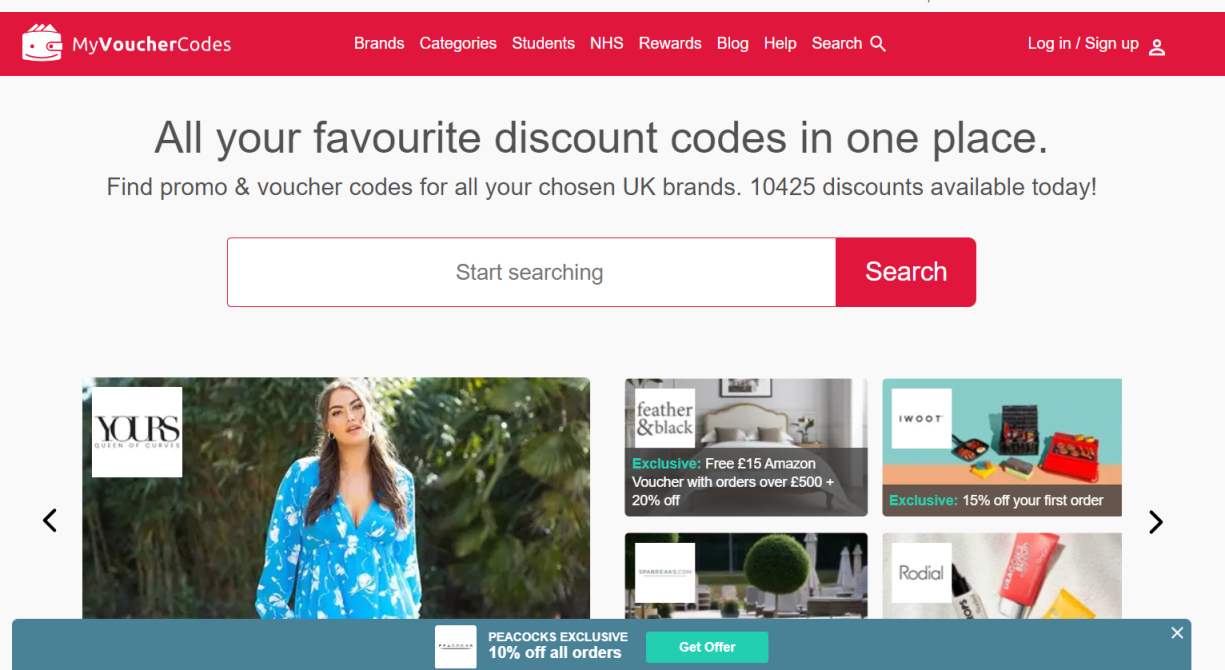 MyVoucherCodes  英国 网站截图
