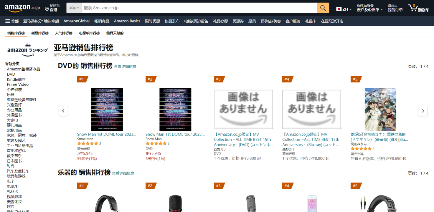 日本销售榜 网站截图