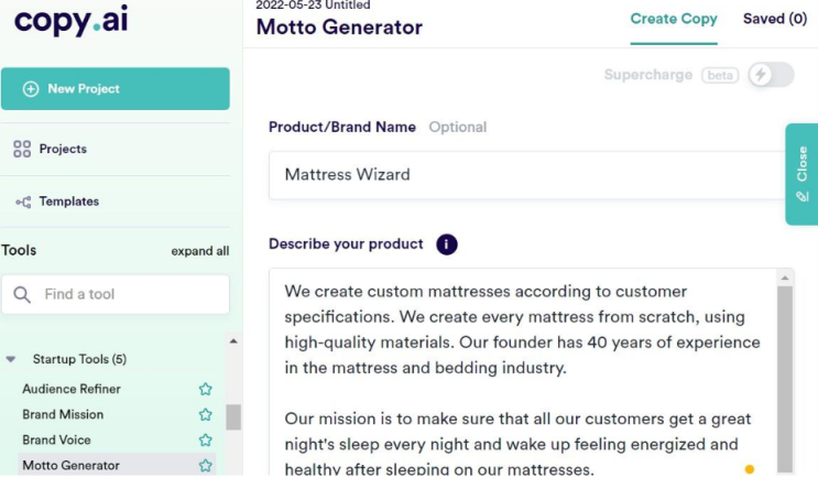 Copy.ai 网站截图