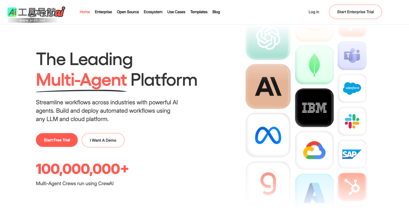 CrewAI 多智能体AI自动化平台，助力企业高效运营 网站截图