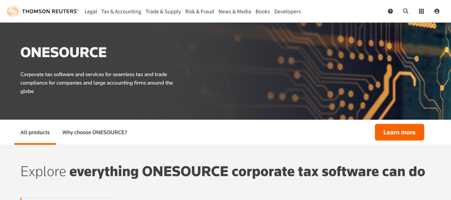 Thomson Reuters ONESOURCE 网站截图
