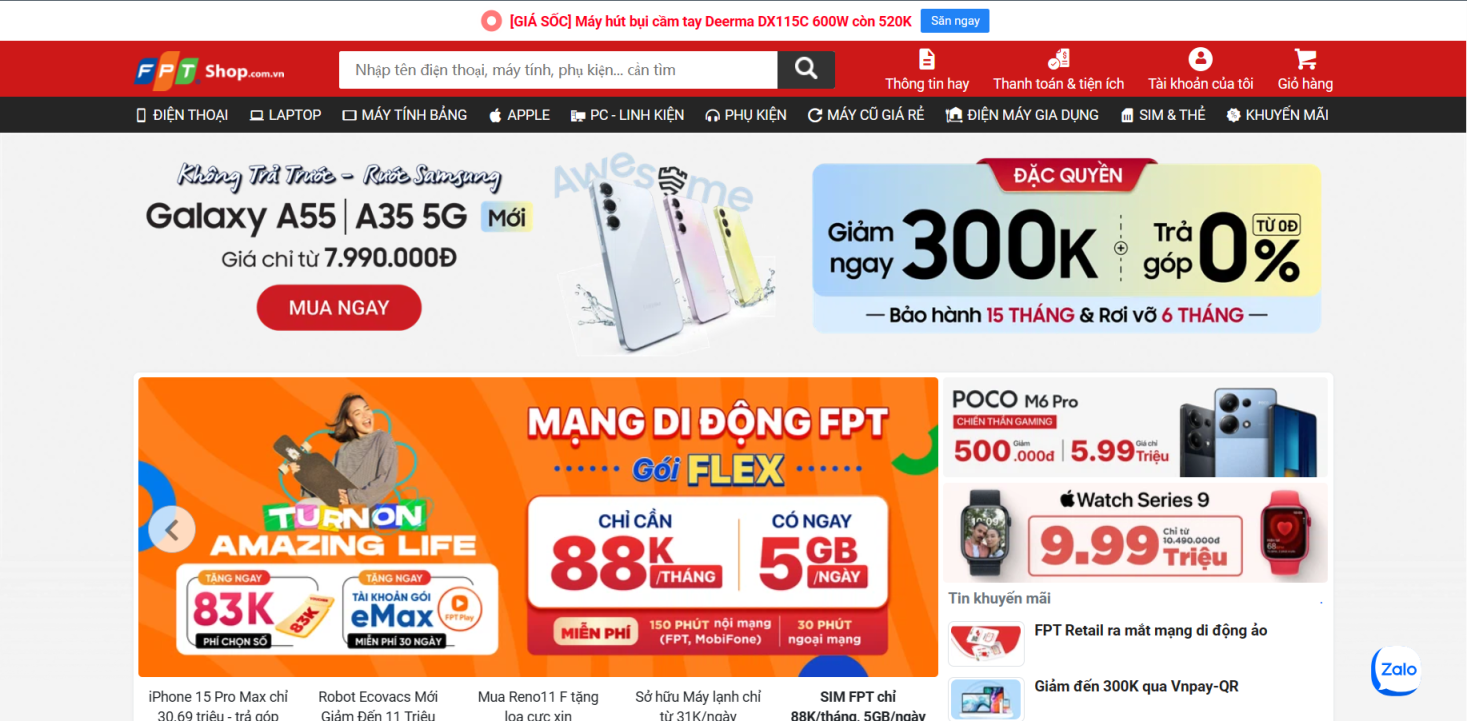 FPT Shop 网站截图