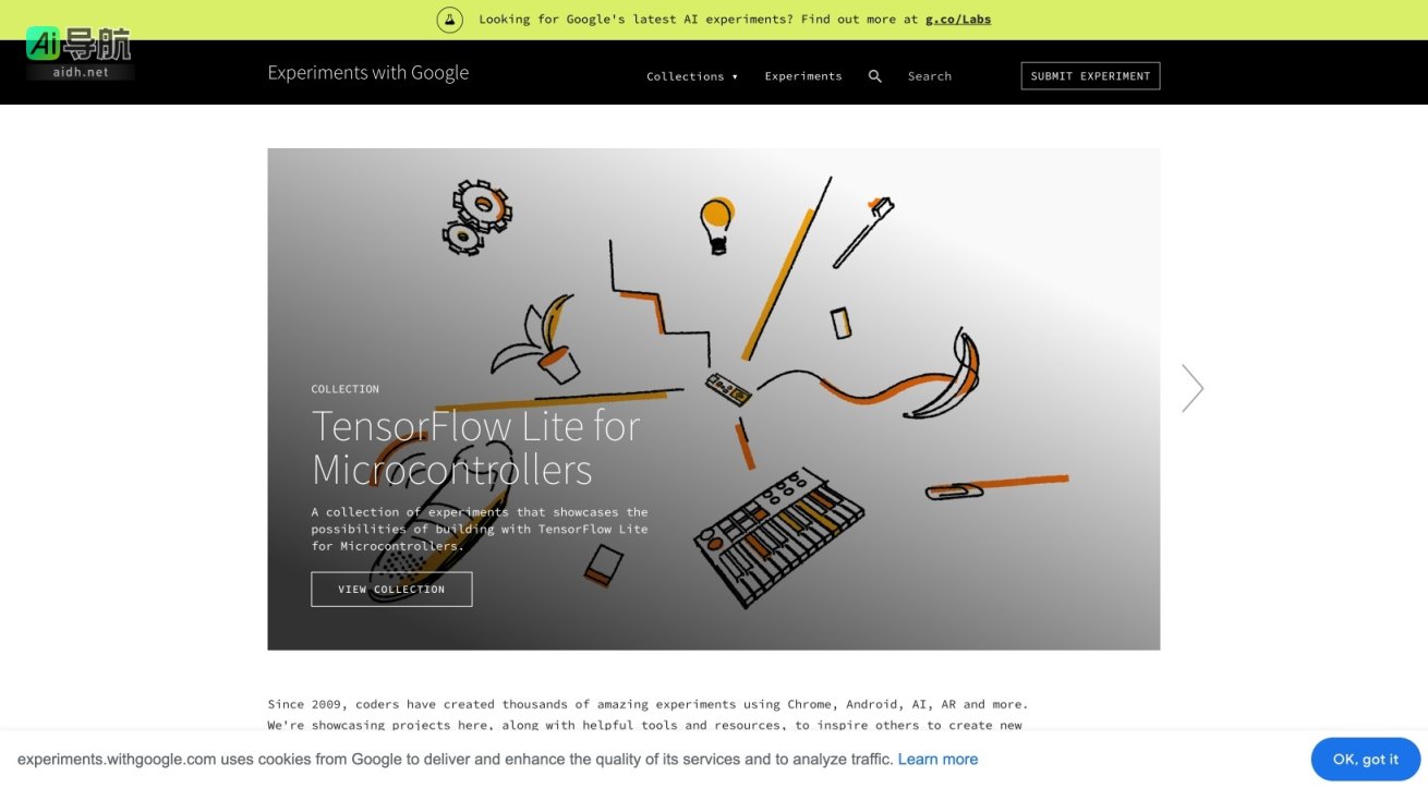 Experiments with Google 谷歌实验室展示创新项目，激发创意与学习，推动技术与艺术的融合 网站截图