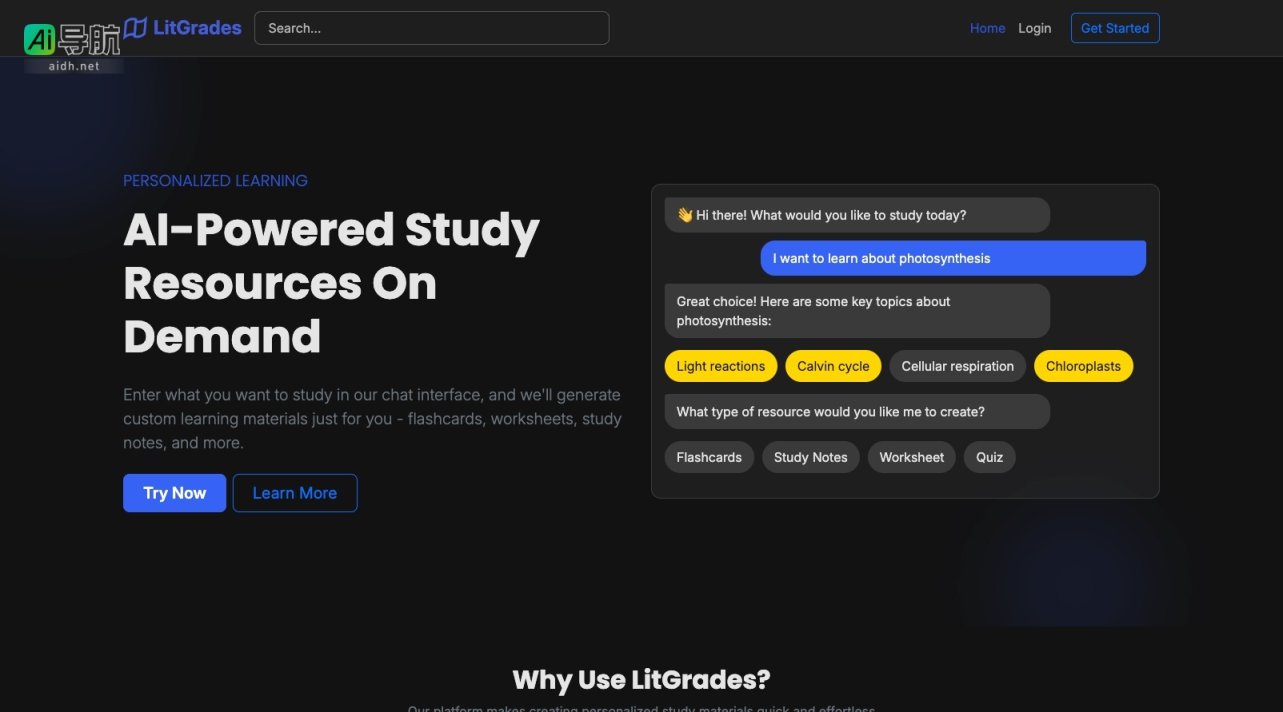 LitGrades 提供个性化的AI学习资源，快速生成定制化的学习材料 网站截图