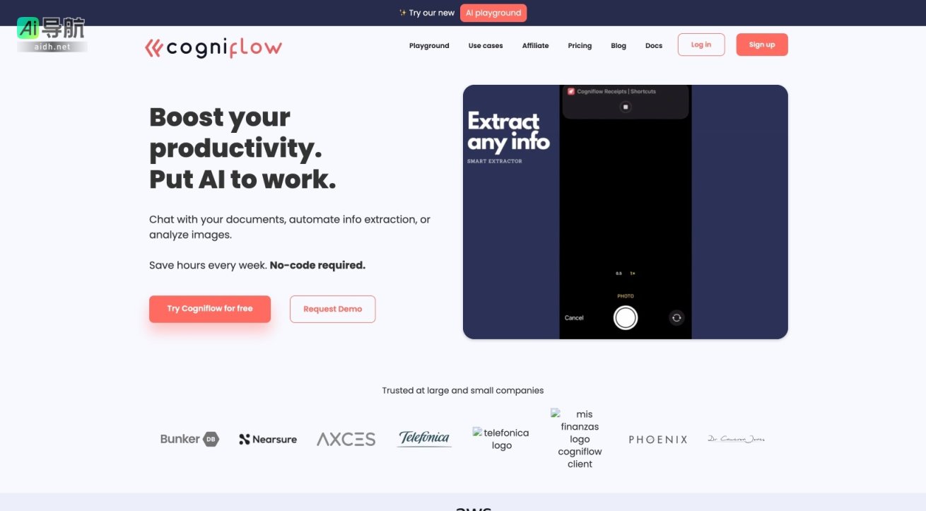 Cogniflow AI 提供无代码解决方案，帮助用户高效自动化文档处理与数据提取 网站截图