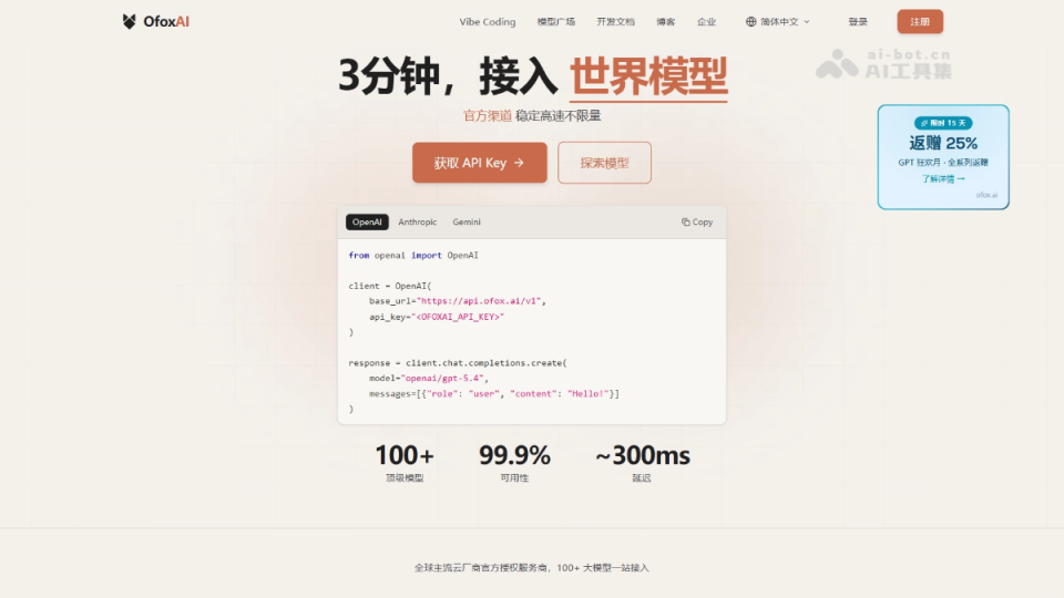 OfoxAI 网站截图