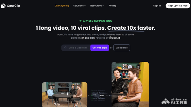 Opus Clip 网站截图