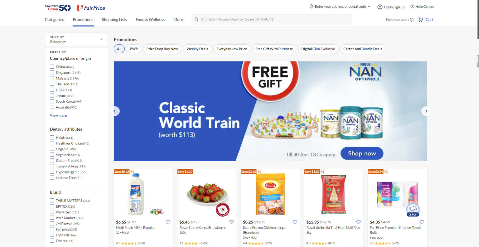 FairPrice 网站截图
