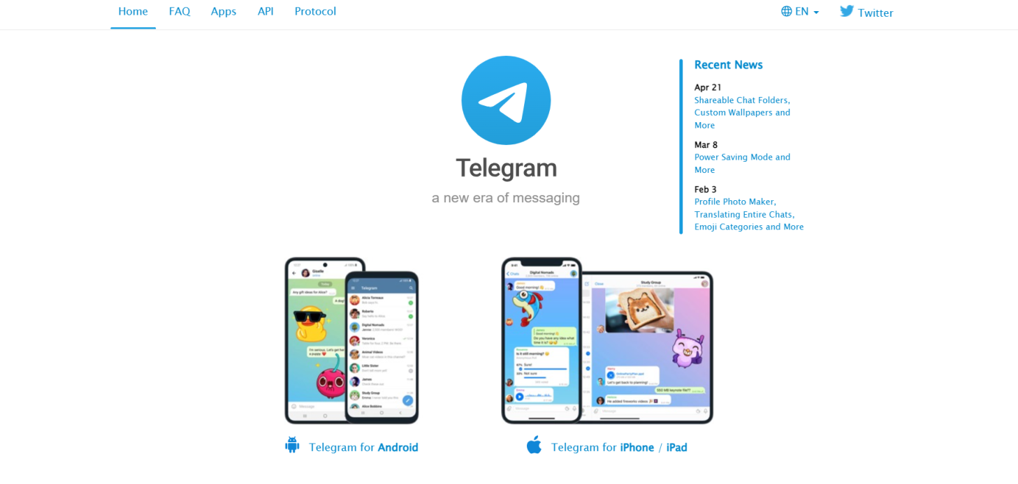 Telegram 网站截图