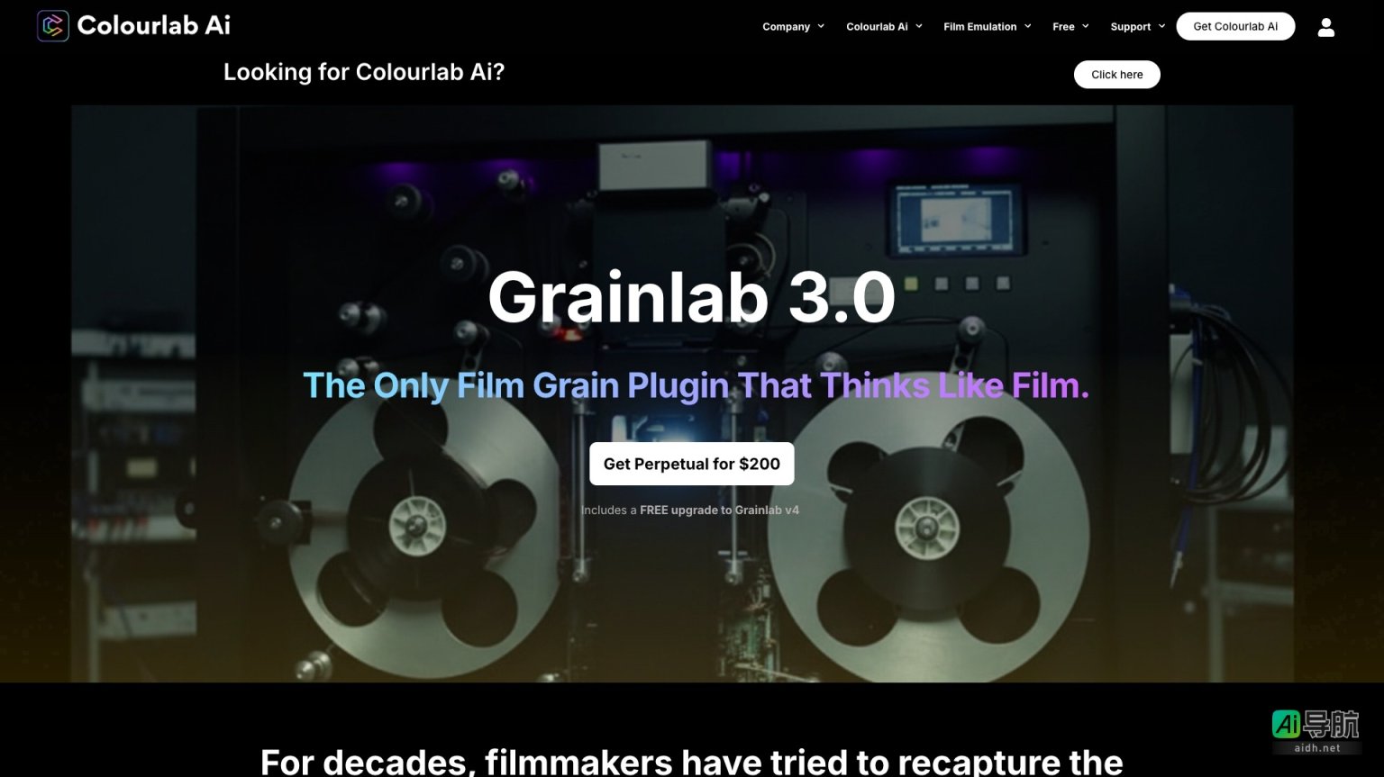 Colourlab.ai 专注于提供先进的AI技术，实现真实电影质感的色彩分级与外观设计 网站截图