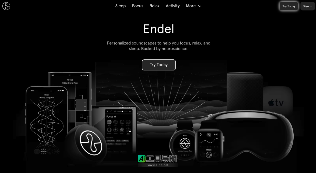 Endel 神奇的个性化背景音乐，助你集中注意力、放松睡眠 网站截图