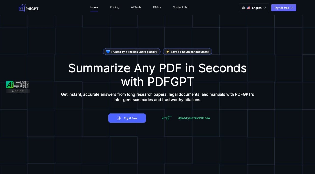 PDFGPT AI PDFGPT.IO 提供智能化PDF摘要与互动问答，助力用户高效处理文档信息 网站截图