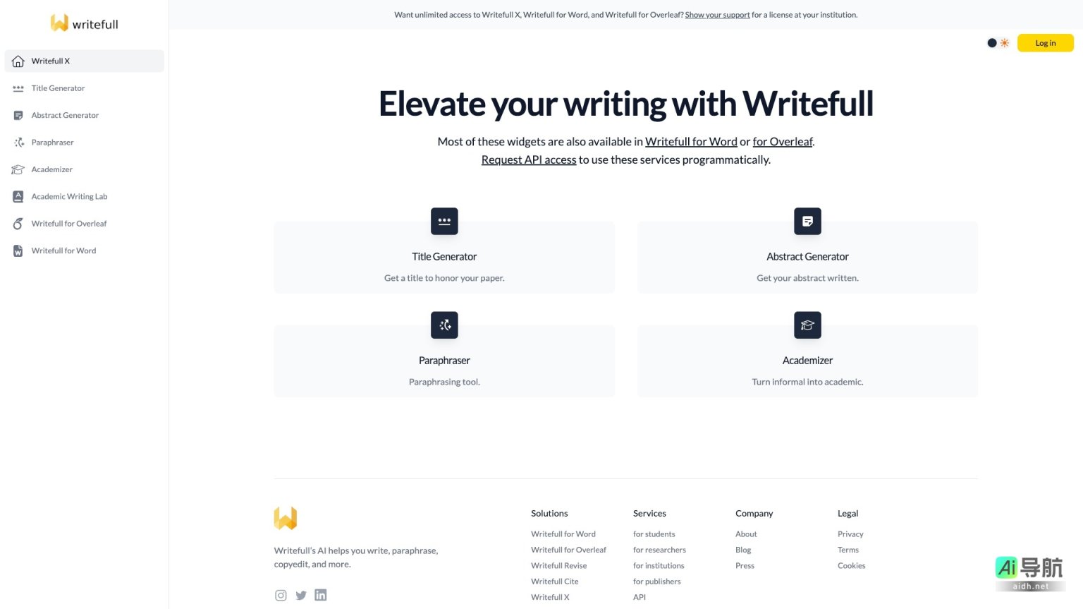 Writefull X 提供AI工具，帮助用户提升学术写作质量与效率 网站截图