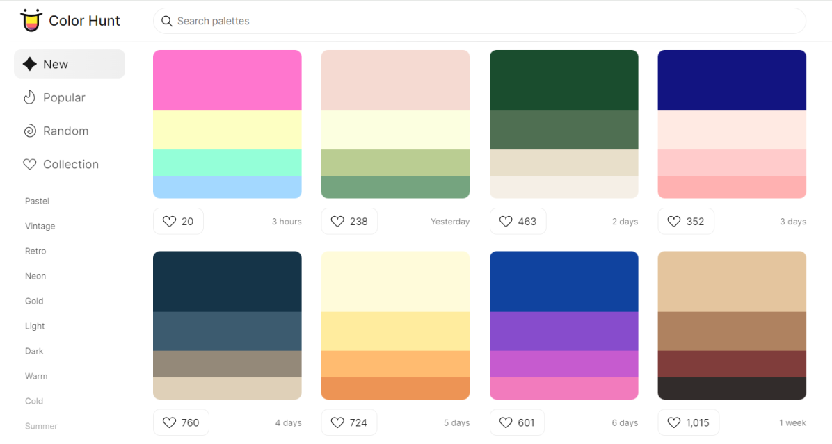 Color Hunt 网站截图