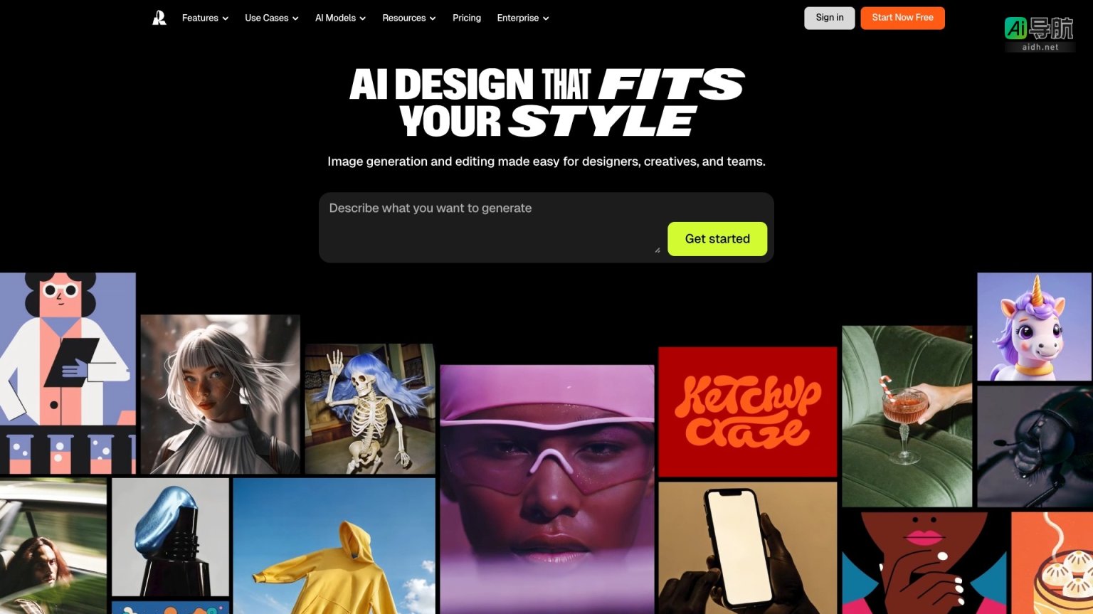 Recraft AI Recraft是一个集成AI设计工具的平台，帮助设计师轻松生成和编辑符合品牌风格的图像 网站截图