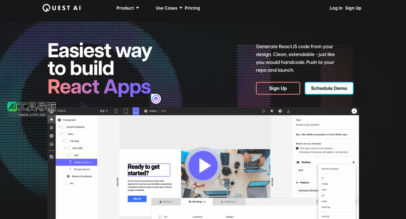 Quest Figma设计转React应用的最简便方式 网站截图