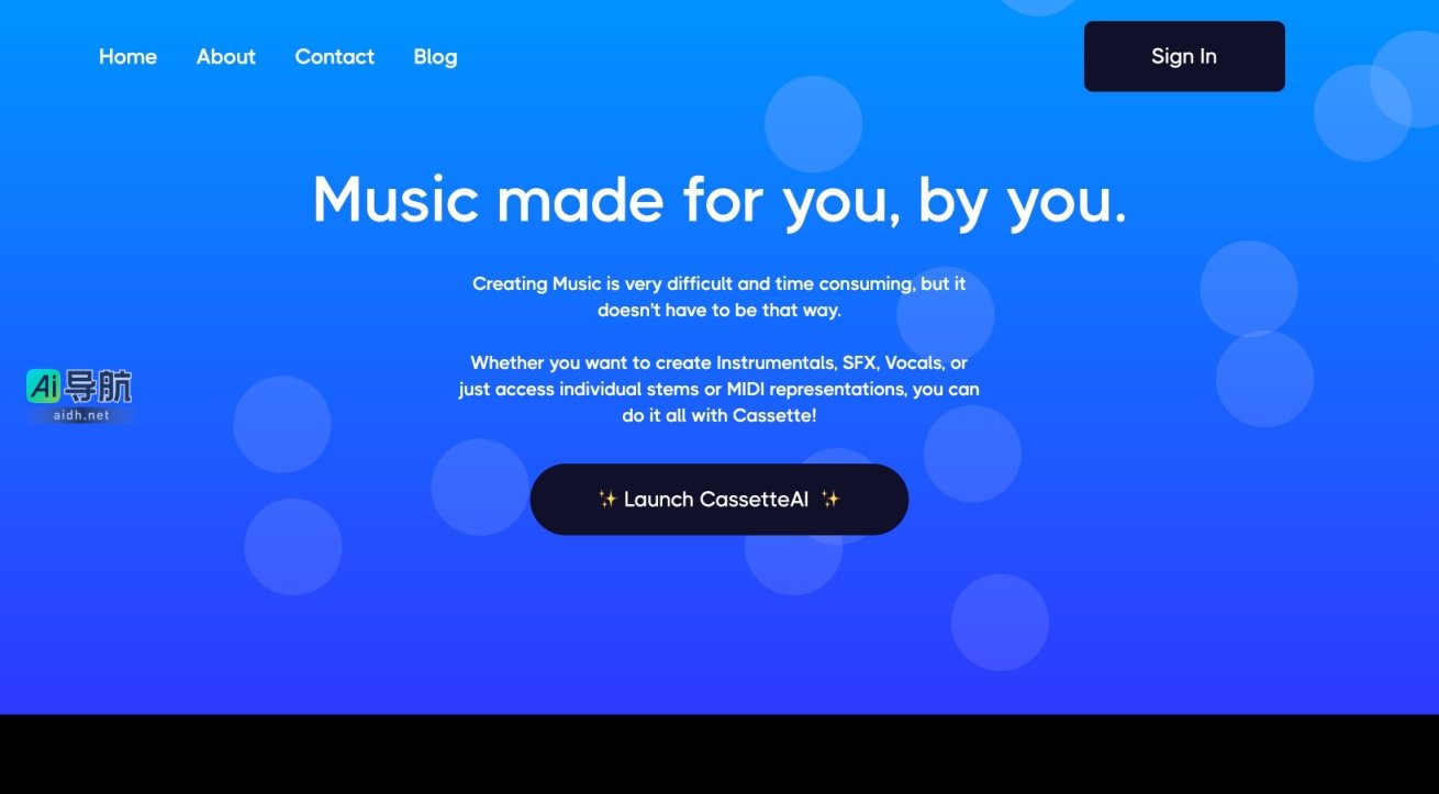 CassetteAI 通过先进的AI技术，让每个人轻松创作高质量个性化音乐 网站截图