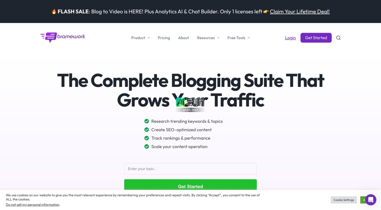 Bramework AI 提供一站式博客创作与优化工具，助力内容创作者提升流量与搜索排名 网站截图