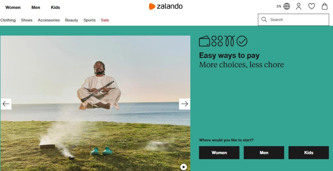 Zalando意大利 网站截图