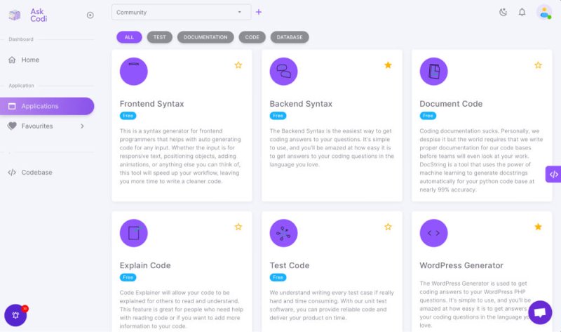 AskCodi 网站截图