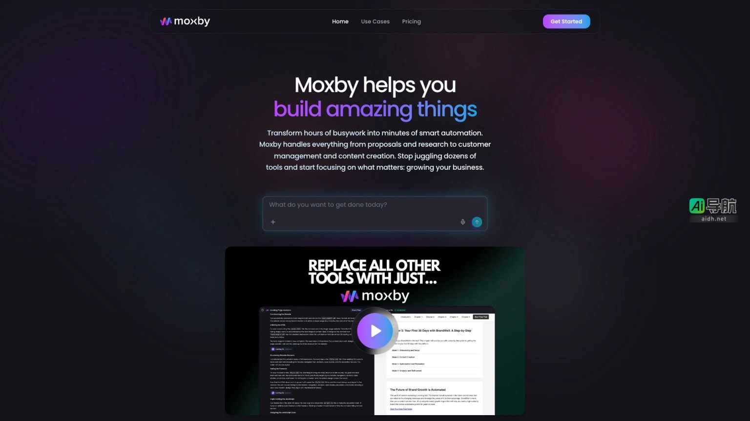 Moxby 通过智能自动化简化业务流程，助力企业高效成长 网站截图